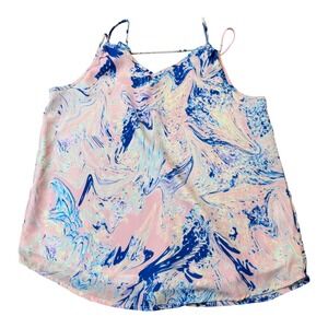 Mary & Mabel XS Tank Top‎ Pink Blue Marble Print Sleeveless Cami Casual